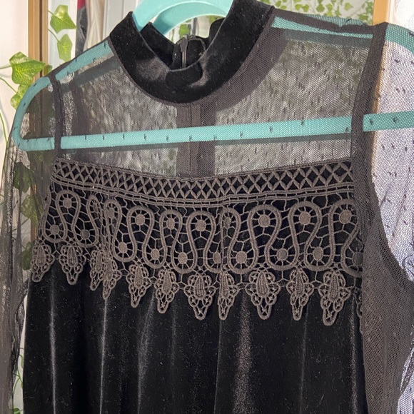 Altar’d State Black Velvet Mini Dress - Picture 2 of 7